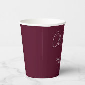 Babyduschskript modern bordeauxfarben pappbecher (Rechts)