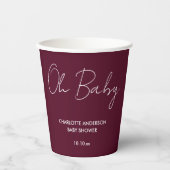 Babyduschskript modern bordeauxfarben pappbecher (Vorderseite)