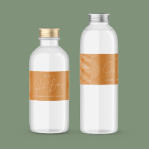 Babyduschskript, modern, fett orange elegant wasserflaschenetikett