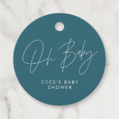 Babyduschskript modern gürtelblau aquamarin geschenkanhänger (Vorderseite)