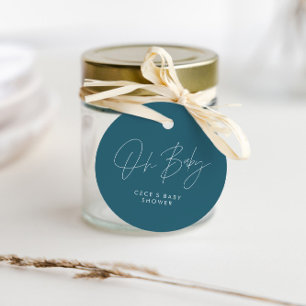 Babyduschskript modern gürtelblau aquamarin geschenkanhänger