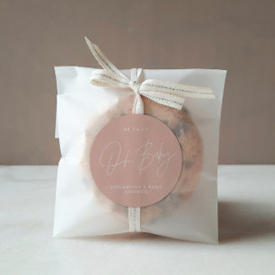 Babyduschskript modern gürtelrot elegant runder aufkleber