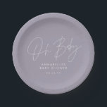 Babyduschskript modern lilac lila elegant pappteller<br><div class="desc">Baby Dusche Drehbuch moderne lila lila elegante Party Einladung Design. Ideal geschlechtsneutrales Design.</div>