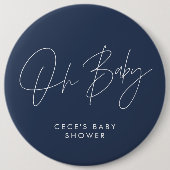 Babyduschskript, modern, minimalblau button (Vorderseite)