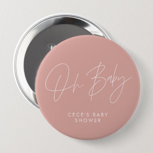 Babyduschskript, modern, minimalistisch, rosa Rose Button (Vorne & Hinten)