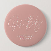 Babyduschskript, modern, minimalistisch, rosa Rose Button (Vorderseite)