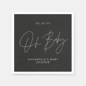 Babyduschskript, modern schwarz und weiß serviette (Vorderseite)