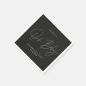 Babyduschskript, modern schwarz und weiß serviette (Ecke)