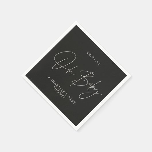 Babyduschskript, modern schwarz und weiß serviette (Ecke)