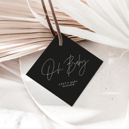 Babyduschskript modern Schwarz-weiß elegantT Geschenkanhänger