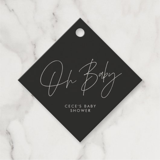 Babyduschskript modern Schwarz-weiß elegantT Geschenkanhänger (Vorderseite)