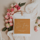 Babyduschskript, moderner, fett orangefarbener Gas Geschenktütchen