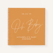 Babyduschskript, moderner, fett orangefarbener Gas Notizblock (Vorderseite)