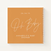 Babyduschskript, moderner, fett orangefarbener Gas Notizblock (Rückseite)