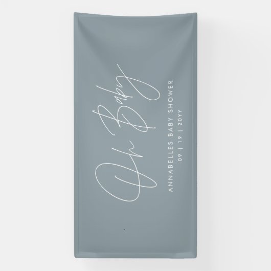 Babyduschskripte modern staubblau elegant banner (Vertikal)