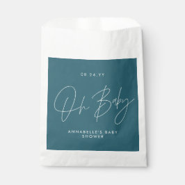 Babyduschskriptschrift modern aquamarin blau geschenktütchen