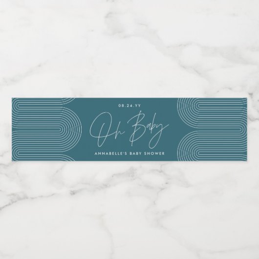 Babyduschskriptschrift modern aquamarin wasserflaschenetikett (Einzelnes Label)