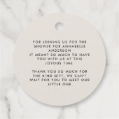 Babyduschskriptschrift modern Schwarz-weiß Geschenkanhänger (Rückseite)