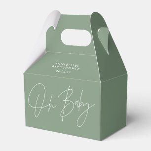 Babyduschskriptschrift modern und grün geschenkschachtel
