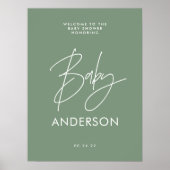 Babyduschskriptschrift modern und grün poster (Vorne)