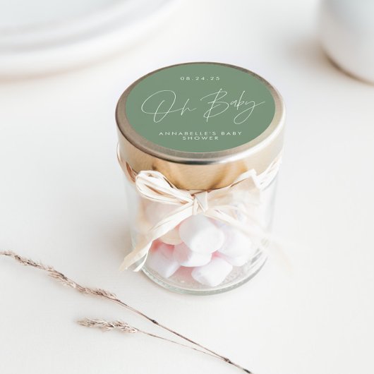 Babyduschskriptschrift modern und grün runder aufkleber