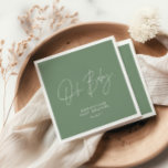 Babyduschskriptschrift modern und grün serviette<br><div class="desc">Babydusche Drehbuch moderne schlanke,  elegante Party-Design. Ideal geschlechtsneutrales Design.</div>