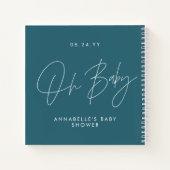 Babyduschskriptschrift moderne aquamarine notizblock (Rückseite)