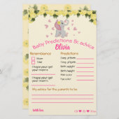 Babyduschspielkarten, rosa und graue Elefantenkart (Vorne/Hinten)