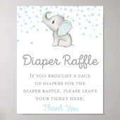 Babyduschzeichen "Boy Blue Elephant" Poster (Vorne)
