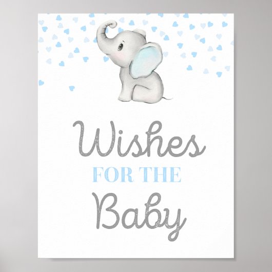 Babyduschzeichen "Boy Blue Elephant" Poster (Vorne)