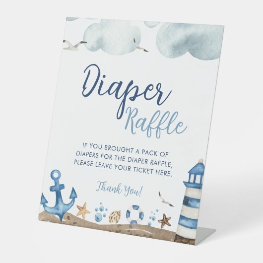 Babyduschzeichen für Nautische Windeln Sockelschild (Vorderseite)