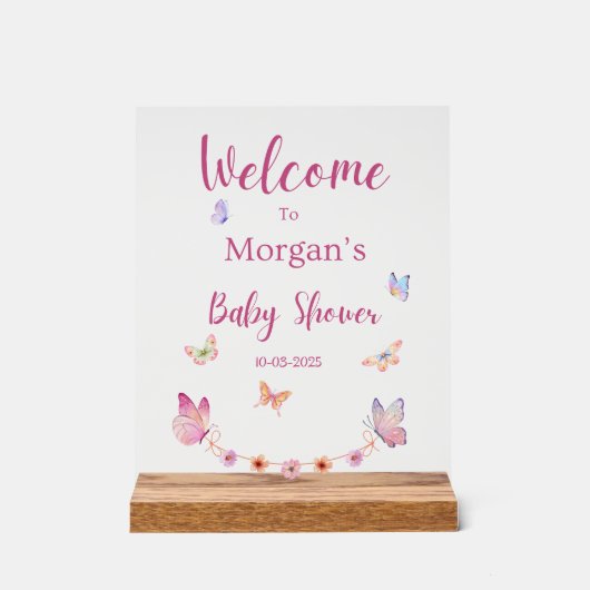 Babyduschzeichen für Schmetterlinge Acrylschild (Vorderseite)