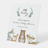 Babyduschzeichen von Woodland Animals Sockelschild (Vorderseite)