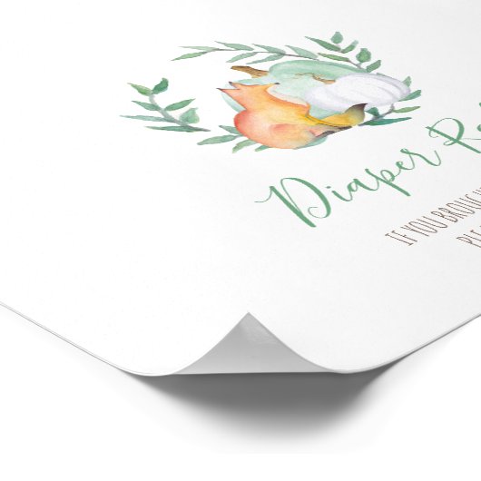 Babyduschzeichen von Woodland Fox Diaper Poster (Ecke)