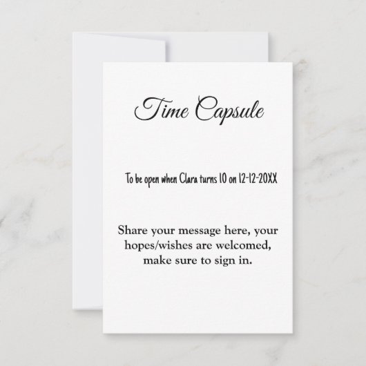 Babyduschzeit Kapsel mit Namen und Text (Vorderseite)