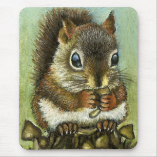 Babyeichhörnchen und -pilze mousepad