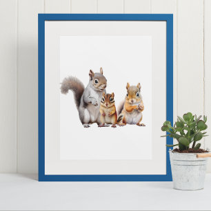 Babyeichhörnchen- und Streifenhörnchen-Aufzuchtsta Poster