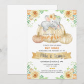 Babyelefant & Kürbisfall Babydusche einladen. Einladung (Vorne/Hinten)