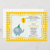 Babyelefant mit gelbem Tupfenhintergrund Einladung (Vorne/Hinten)