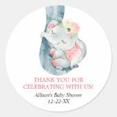 Babyelefant, rot, bevorzugt Aufkleber (Vorderseite)