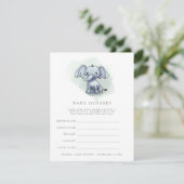 Babyelefant sitzend Babydusche Einladung (Stehend Vorderseite)