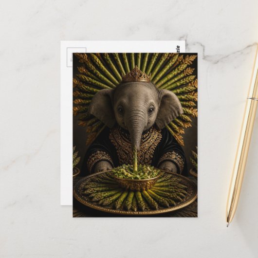 Babyelefant und der Spargel Postkarte (Vorderseite/Rückseite Beispiel)