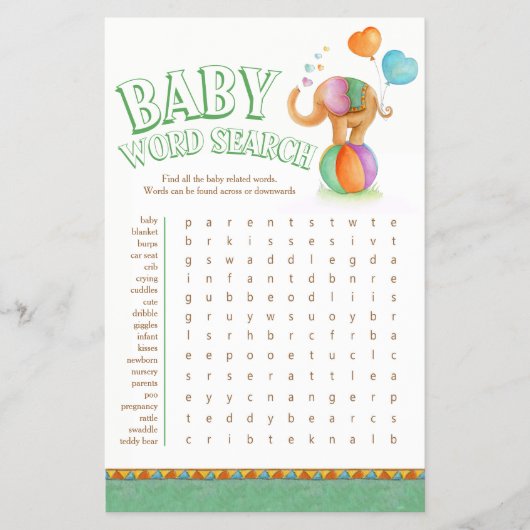 Babyelefant - Wortsuche Flyer (Vorne)