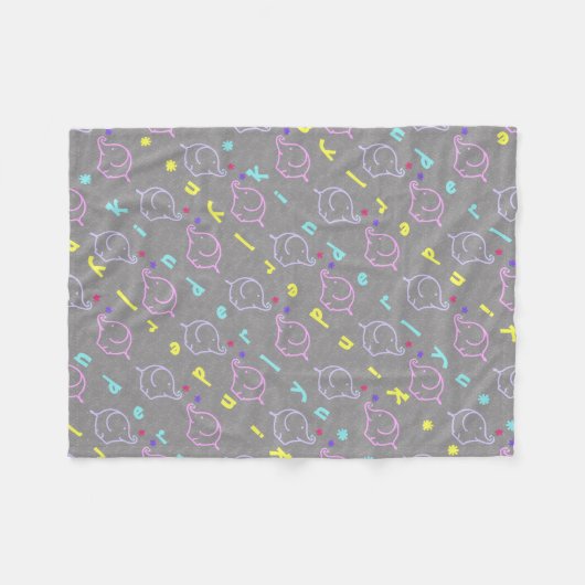 BabyElefanten mit Blume Fleecedecke (Vorderseite (Horizontal))