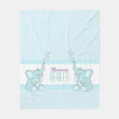 Babyelefantenblasen aqua blue strie custom fleecedecke (Vorderseite)