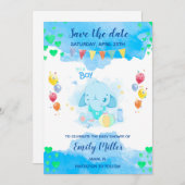 Babyelefantendusche Save the Date (Vorne/Hinten)