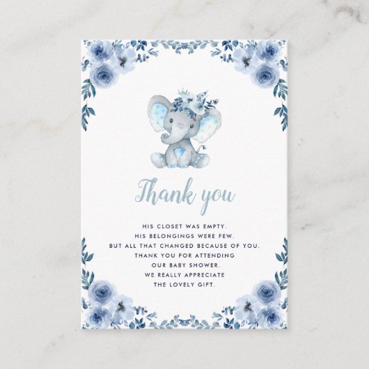 Babyelefone Blumendusche Danke Karte (Vorderseite)