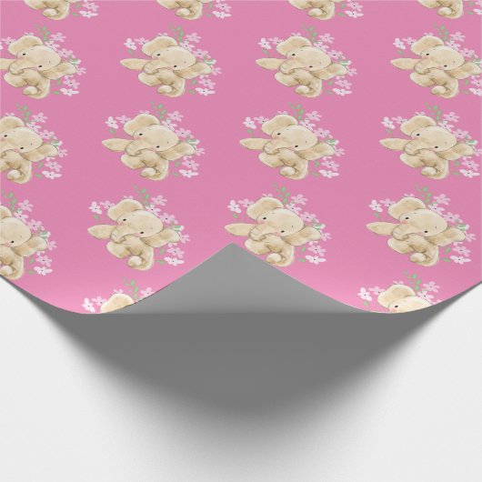 Babyelephon in Blume Geschenkpapier (Ecke)