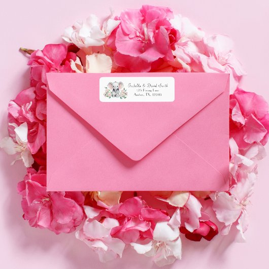 Babyelephon mit Peonies, Eukalyptus-Rückgabe