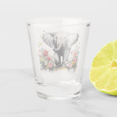 Babyelephon mit Rose Schnapsglas (Rückseite)